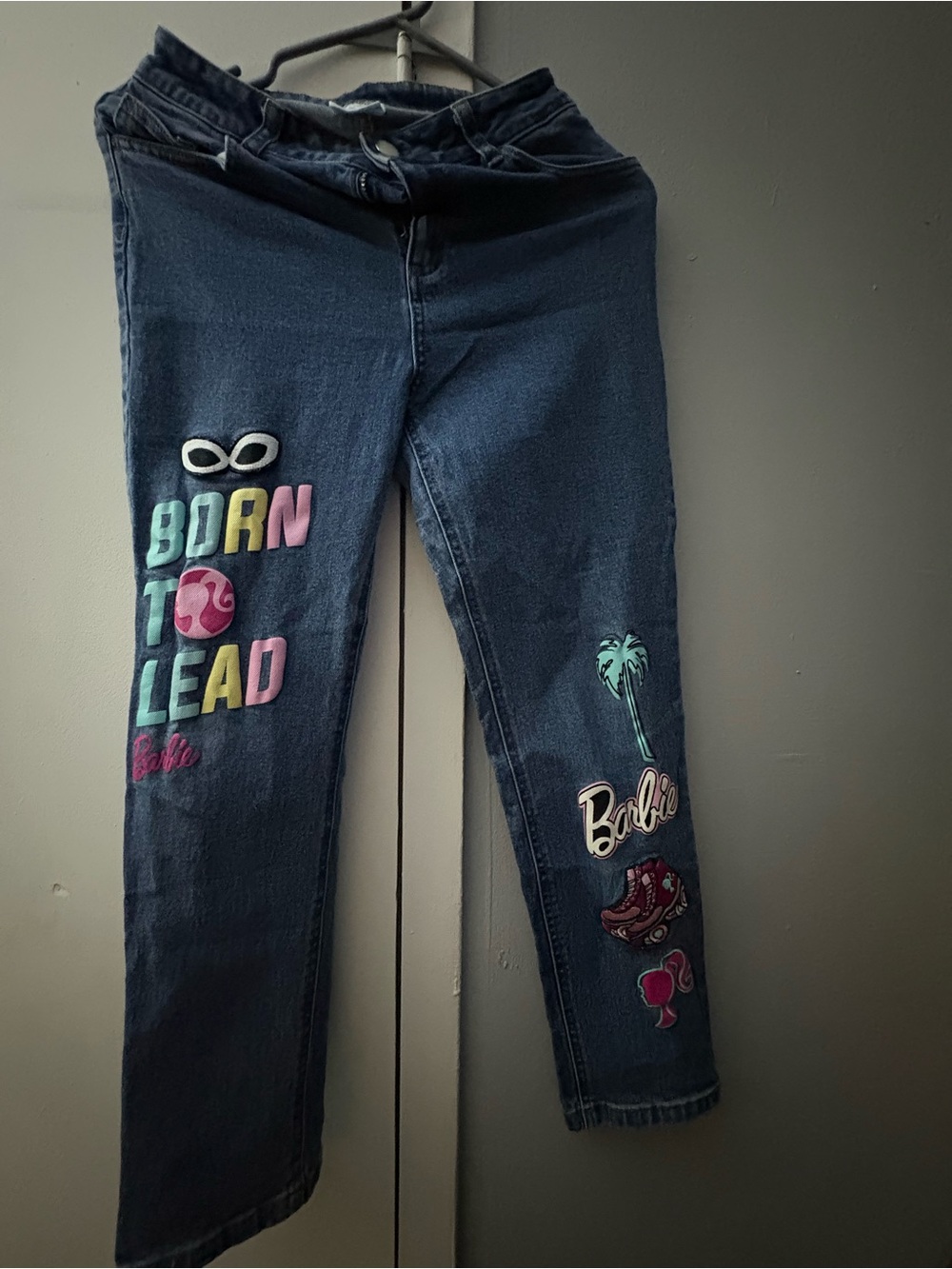 Barbie Dark Blue Denim Jeans with Colorful Graphic Patches